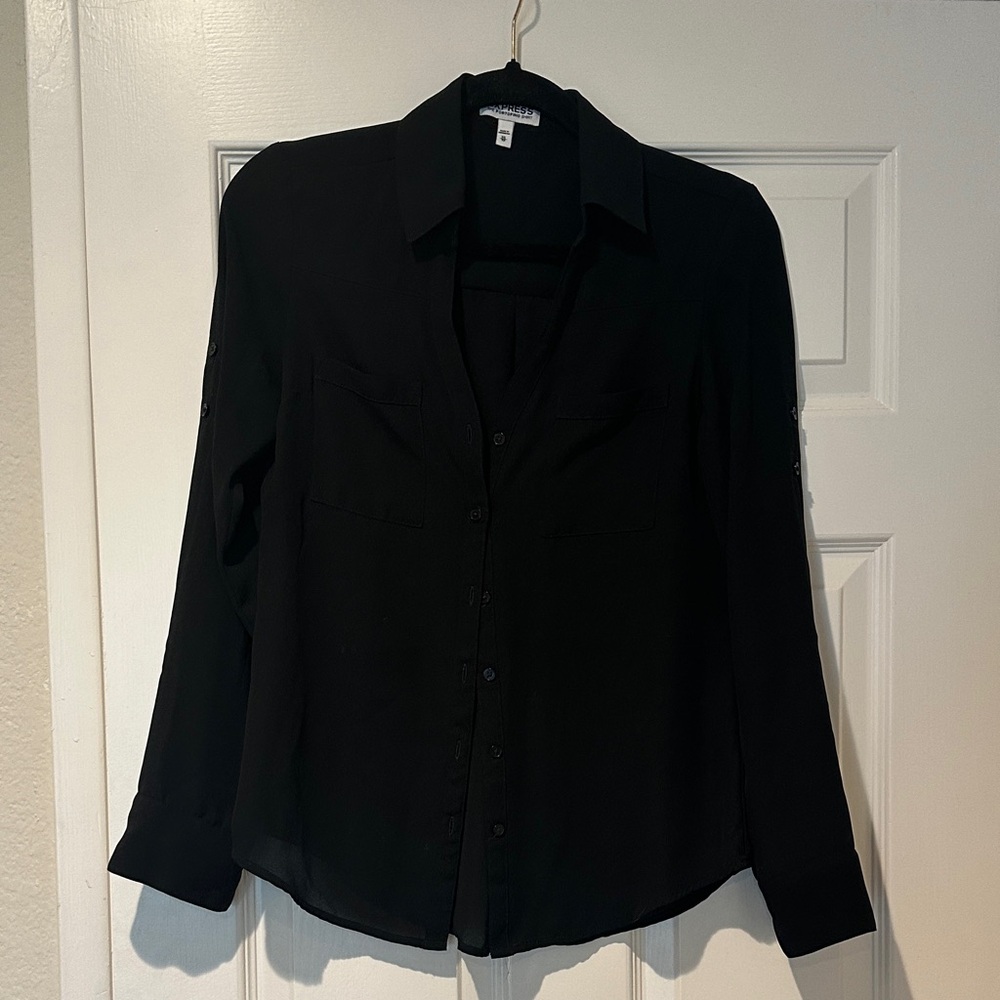 Express Portofino Black Button Down Shirt size XS